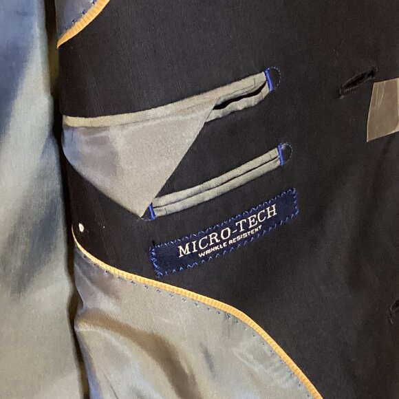 Carlo Monza Couture Men's Suit Blazer Jacket Size 44 Regular Navy Blue Pin Strip - Picture 7 of 9